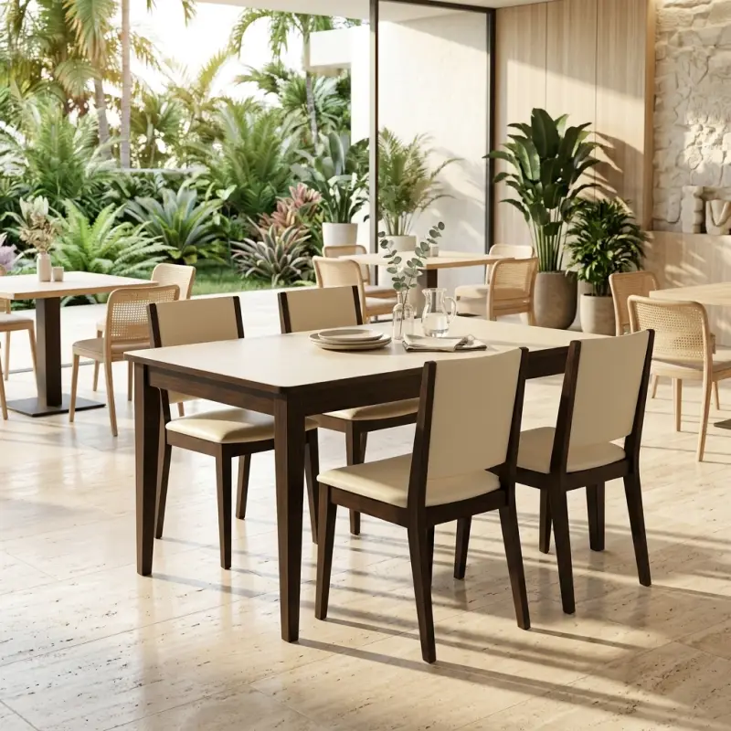 Set Meja Makan Cafe 4 Kursi Rangka Kayu Solid [5]