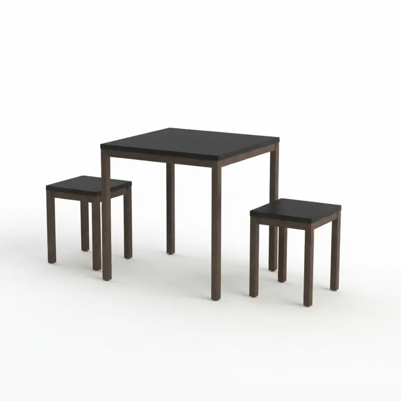 Set Meja Stool Cafe Dua Kursi Finishing Hitam Walnut [5]