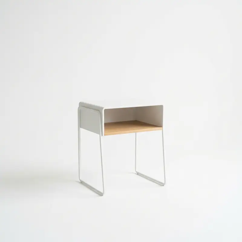 Side Table Besi dengan Rak Kayu Open Shelf [5]