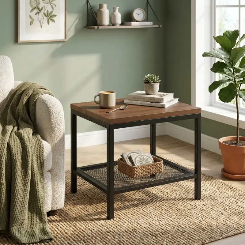 Side Table Industrial Rangka Besi Rak Mesh [3]