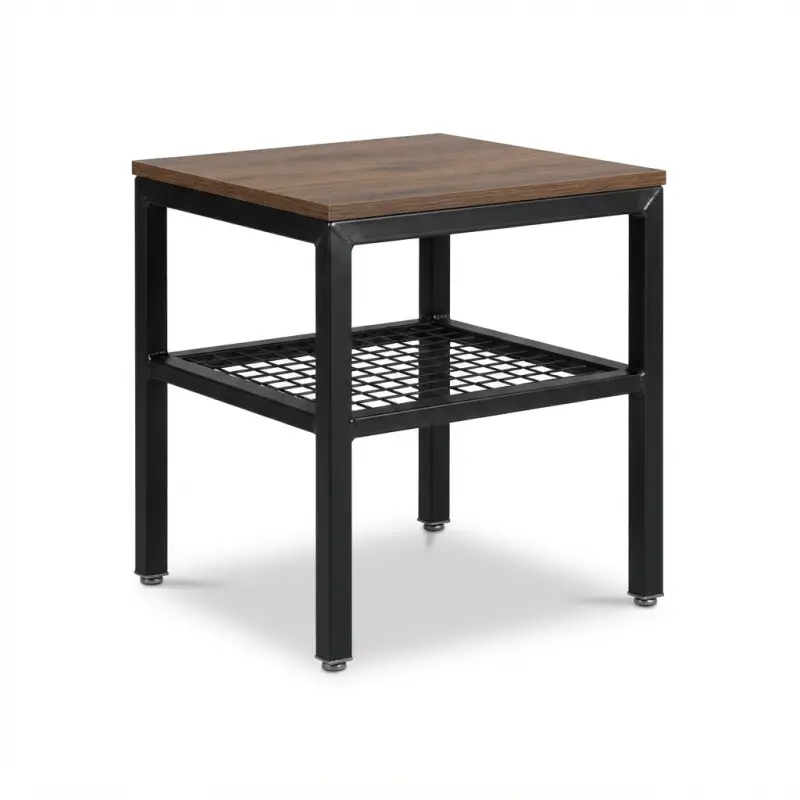 Side Table Industrial Top Kayu Rak Kawat Besi [5]