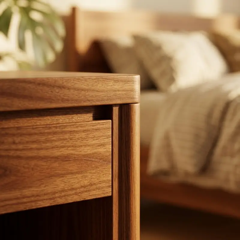 Side Table Kayu Jati 1 Laci Open Shelf Gaya Skandinavian [5]