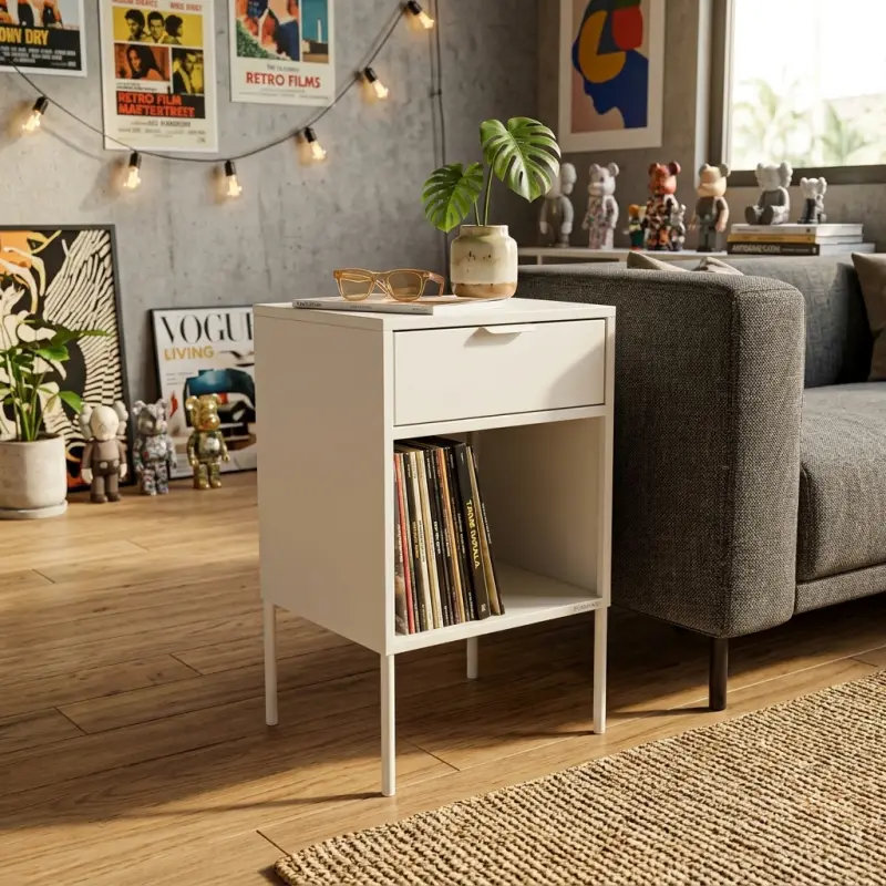 Side Table Minimalis 1 Laci dengan Rak Terbuka [4]