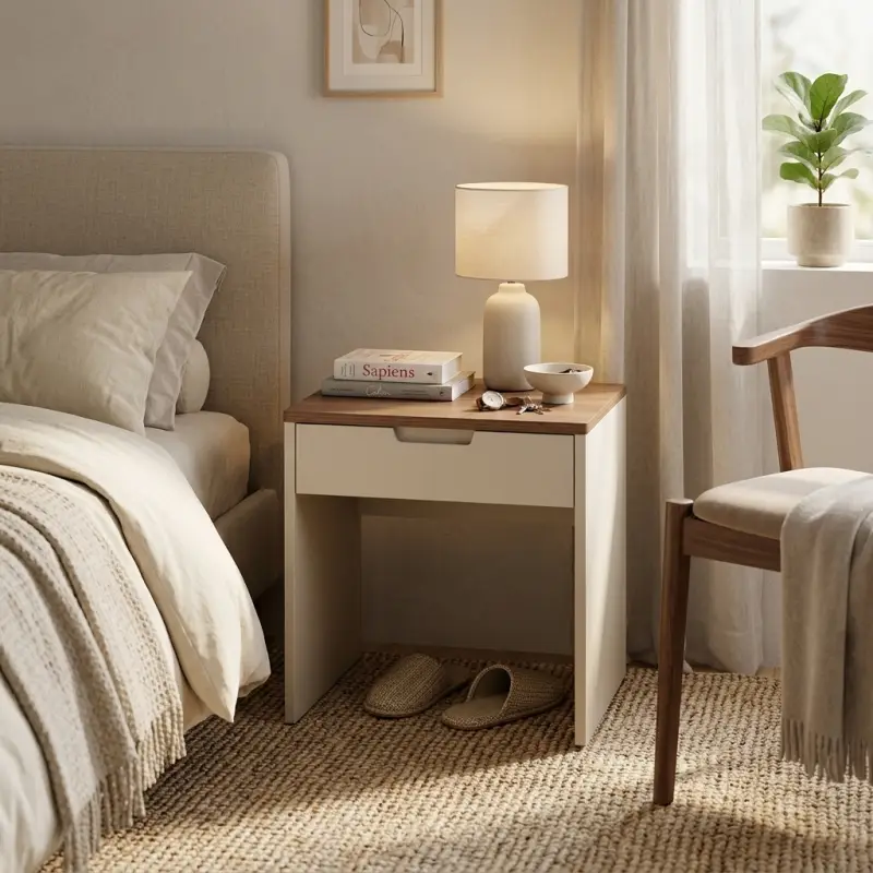 Side Table Nakas Minimalis 1 Laci Kombinasi Kayu dan MDF [4]