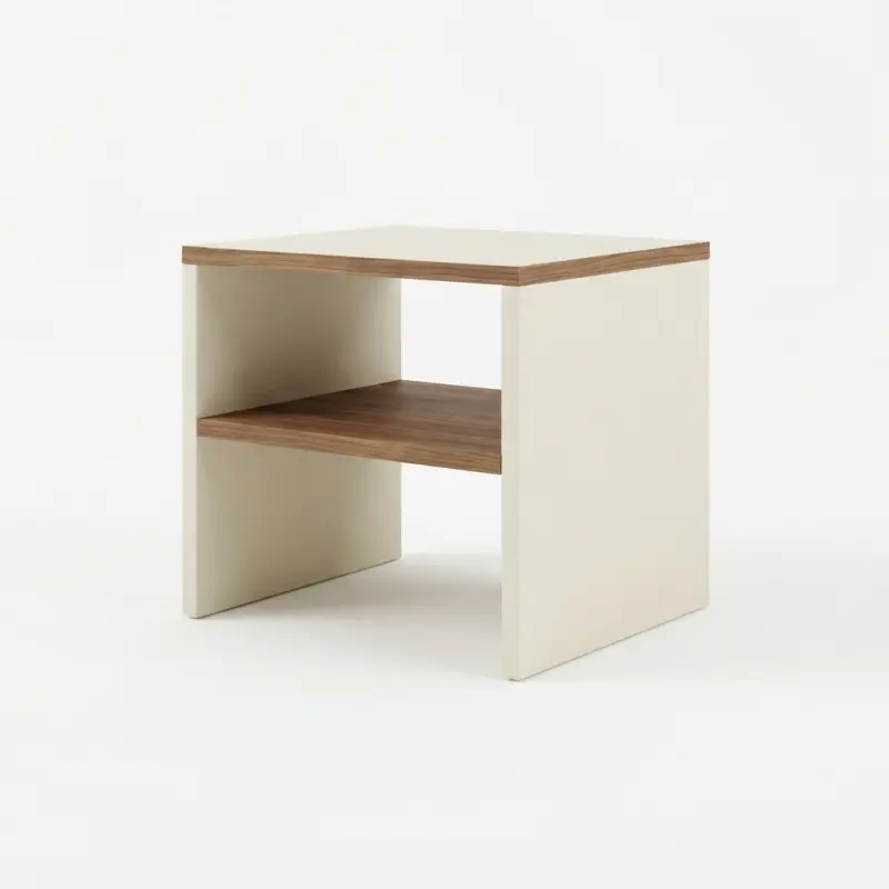 Side Table Open Shelf Dua Tingkat Kombinasi Kayu dan Panel [5]