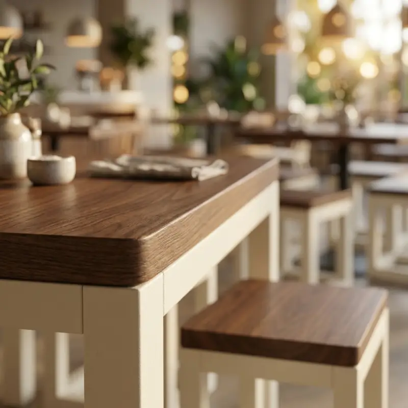 Stool Cafe Kayu Rangka Kotak Dua Tone [2]