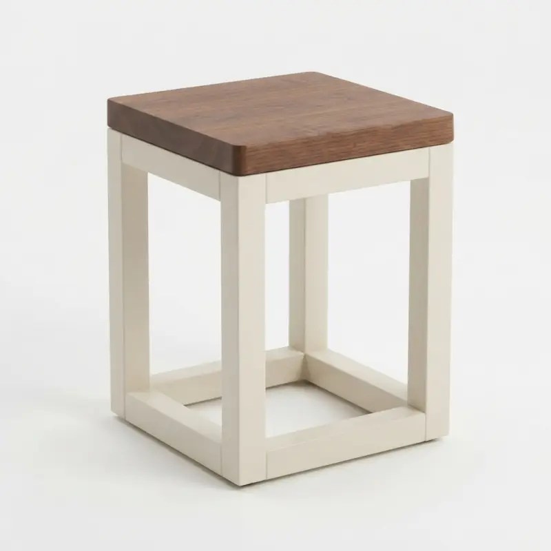 Stool Cafe Kayu Rangka Kotak Dua Tone [5]