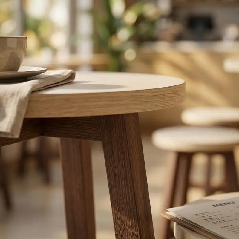 Stool Cafe Kayu Solid Dudukan Bulat [2]