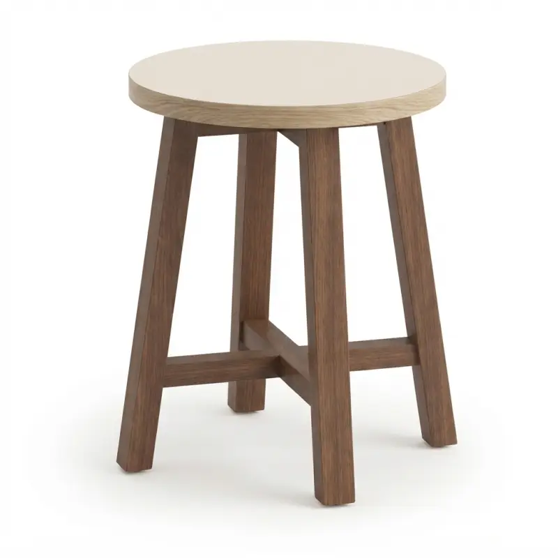 Stool Cafe Kayu Solid Dudukan Bulat [5]