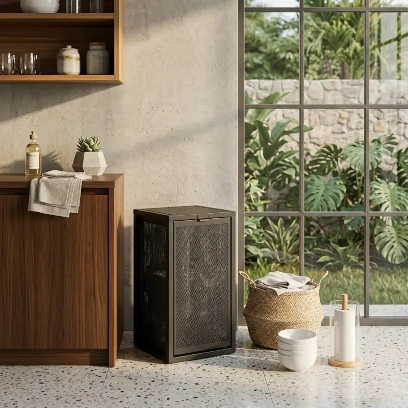Tempat Sampah Besi Perforated Pintu Engsel Indoor Outdoor [3]