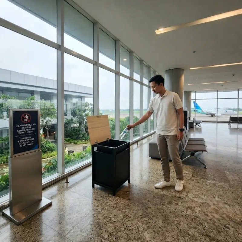 Tempat Sampah Dapur Rangka Besi Kombinasi Kayu [5]