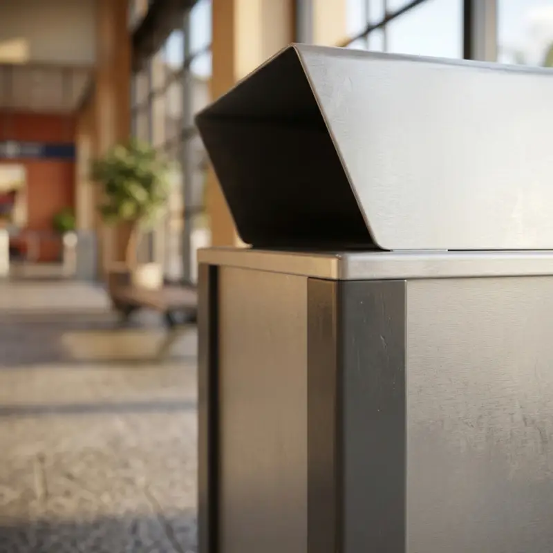 Tempat Sampah Kotak Tutup Miring Stainless [3]