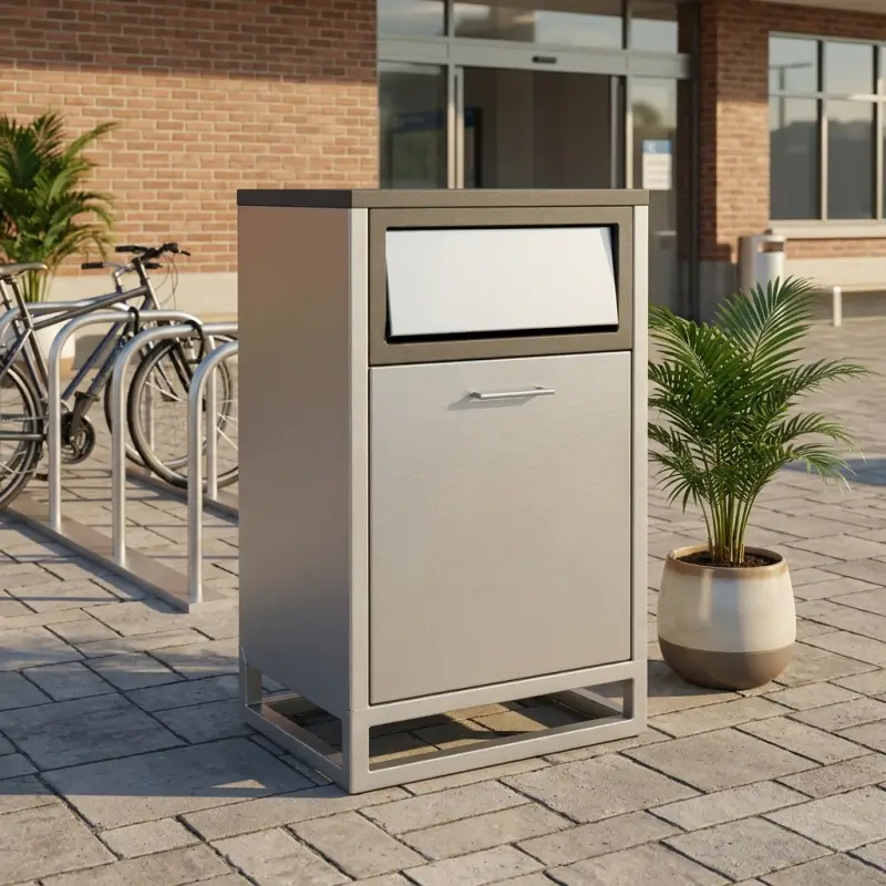 Tempat Sampah Metal Pintu Ayun dengan Laci Penyimpanan [2]