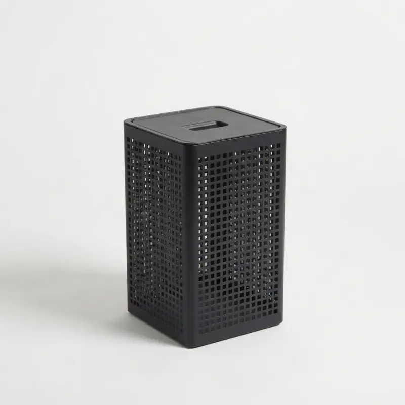 Tempat Sampah Perforated Metal Motif Grid dengan Tutup [5]