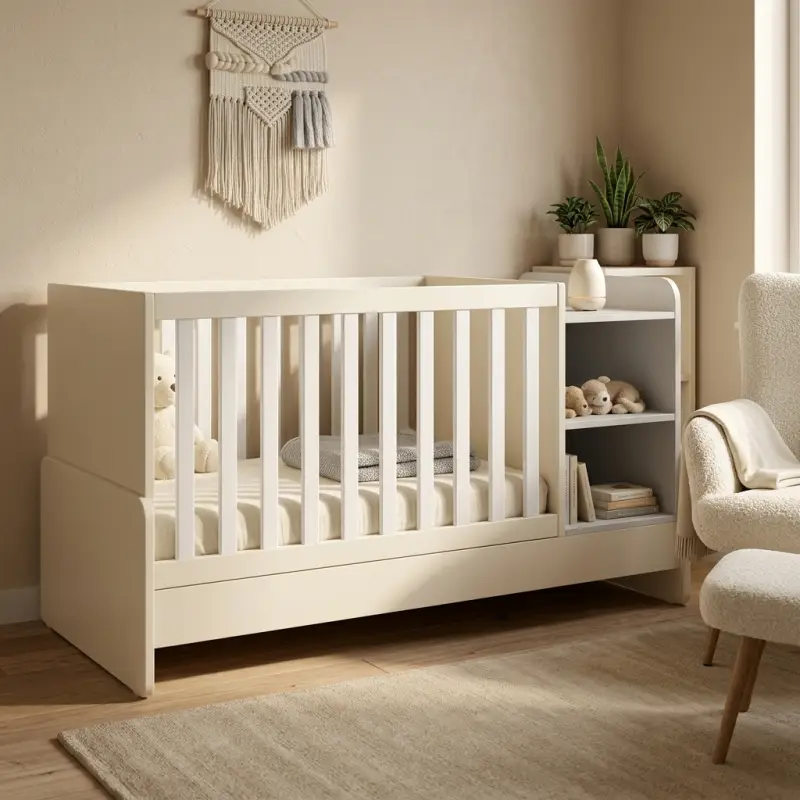 Tempat Tidur Bayi dengan Rak Penyimpanan Samping [2]