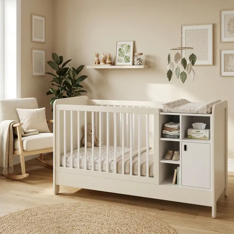 Tempat Tidur Bayi dengan Rak Penyimpanan Terintegrasi [3]