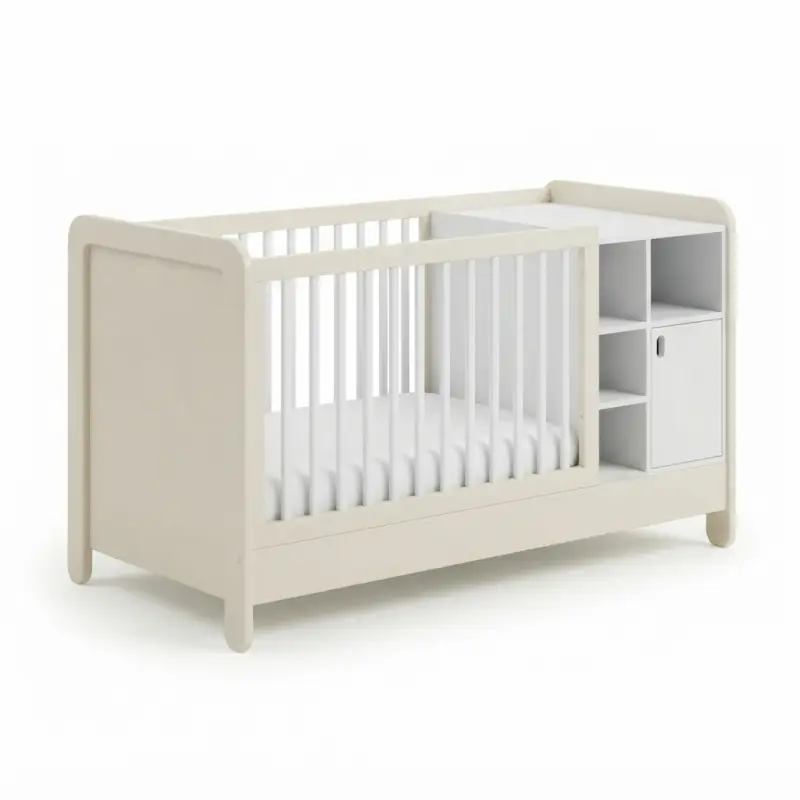 Tempat Tidur Bayi dengan Rak Penyimpanan Terintegrasi [5]