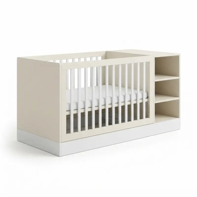 Tempat Tidur Bayi dengan Rak Penyimpanan Terintegrasi [5]