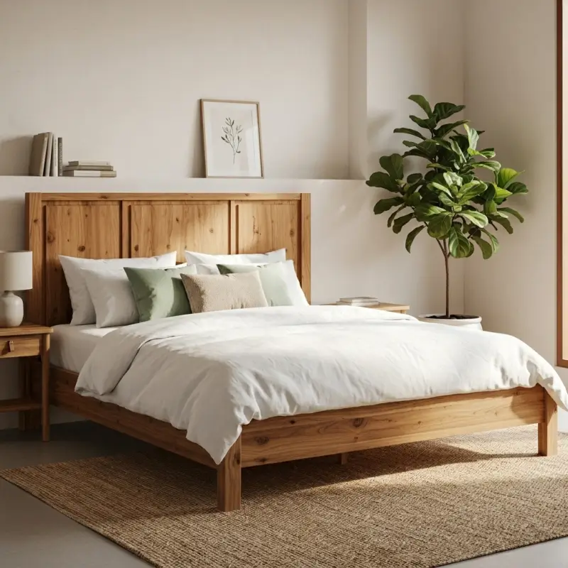 Tempat Tidur Kayu Solid Panel Headboard [2]