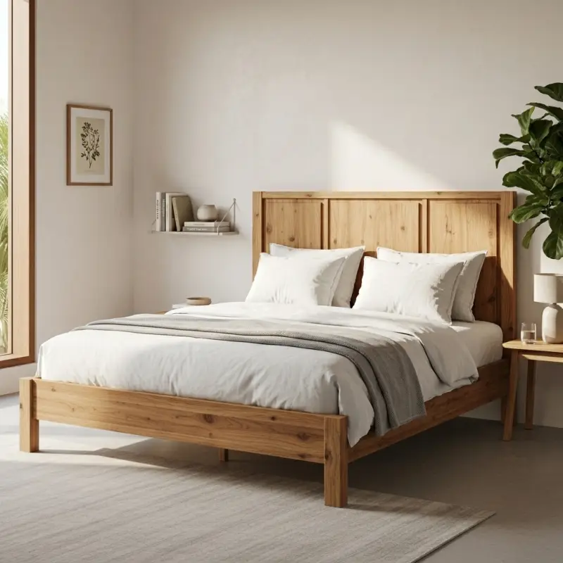 Tempat Tidur Kayu Solid Panel Headboard [3]