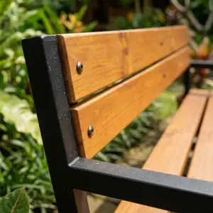Bangku Taman Besi Kayu 2 Dudukan [3]
