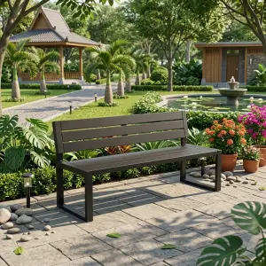 Bangku Taman Besi Slat Sandaran Industrial [3]