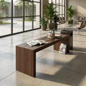 Bangku Taman Kayu Solid Panel Leg [4]