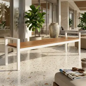 Bangku Taman Rangka Besi Dudukan Kayu Solid [5]