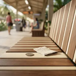 Bangku Taman Slat Kayu Sandaran Minimalis [3]