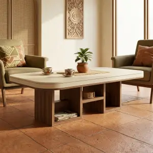 Coffee Table Kayu dengan Open Shelf Storage [2]