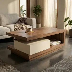 Coffee Table Kayu Minimalis dengan Laci Tersembunyi [2]