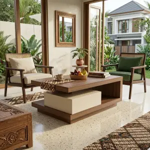 Coffee Table Kayu Minimalis dengan Laci Tersembunyi [4]