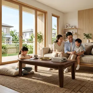 Coffee Table Kayu Solid Gaya Japandi [4]
