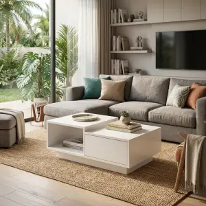 Coffee Table Laci Flush Minimalis dengan Open Shelf [6]
