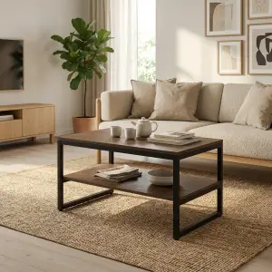Coffee Table Rangka Besi dengan Rak Bawah [4]