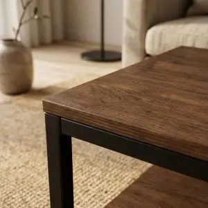 Coffee Table Rangka Besi dengan Rak Bawah [5]