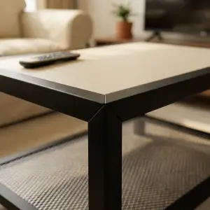 Coffee Table Rangka Besi Rak Perforated Toplap Panel [4]