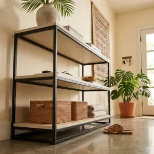 Console Table 3 Susun Rangka Besi Finishing Natural Oak [2]