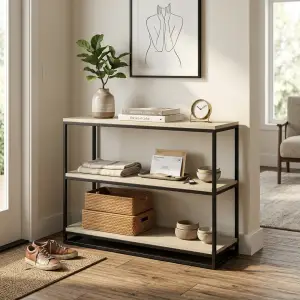 Console Table 3 Susun Rangka Besi Finishing Natural Oak [3]