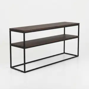 Console Table Besi Kayu 2 Rak