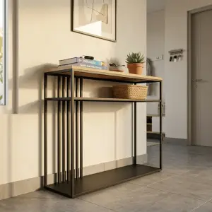 Console Table Besi Kayu 3 Shelf Industrial Minimalis [3]