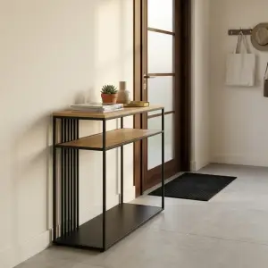 Console Table Besi Kayu 3 Shelf Industrial Minimalis [5]