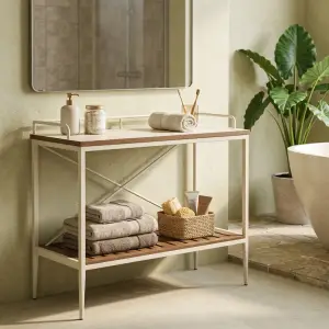 Console Table Besi Rak Kayu Scandinavian