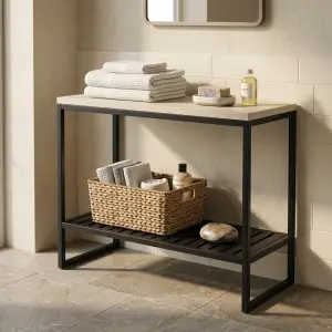 Console Table Besi Rangka Hollow Top Sintered Stone