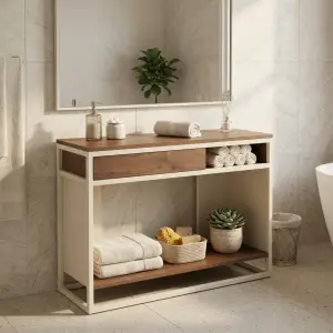 Console Table Kayu Besi Laci Geser Rak Terbuka [3]