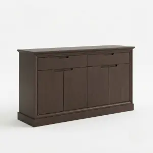 Credenza Kayu 4 Pintu dengan Laci — Lemari Sideboard Ruang Tamu & Lounge