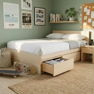 Dipan Kayu dengan Laci Penyimpanan Bawah Tempat Tidur [3]