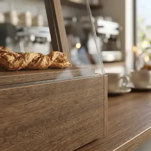Etalase Kayu 2 Susun Kaca Miring untuk Bakery dan Cafe [4]