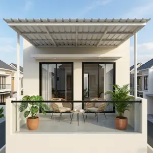 Kanopi Balkon Baja Ringan Atap Spandek
