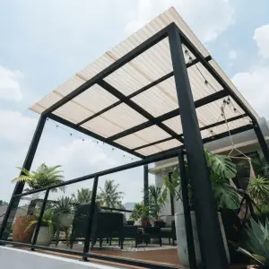 Kanopi Balkon Rangka Besi Atap Kain Pleats Modern [3]